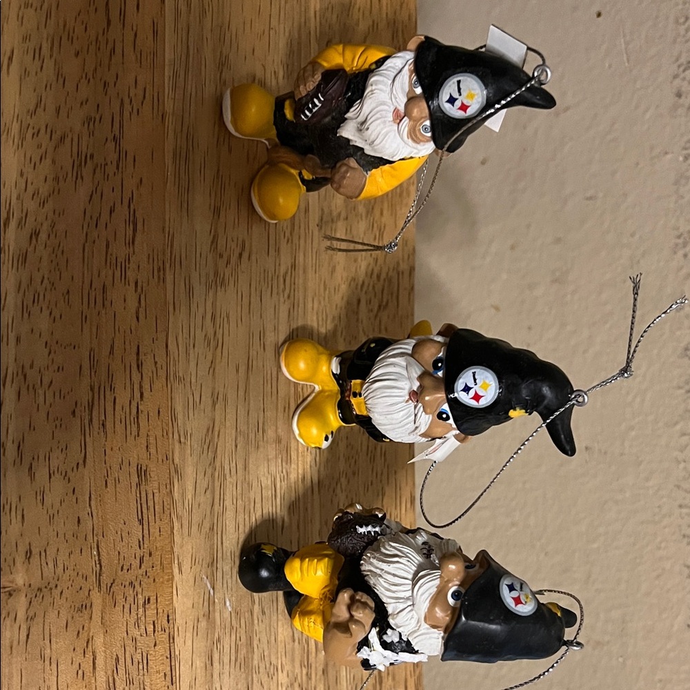NFL Steelers Black and Yellow Holiday Gnome Ornaments